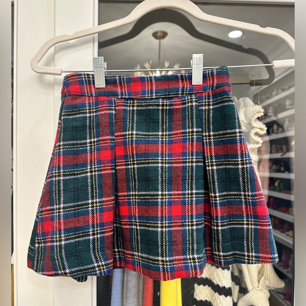 Girls Copper Key Tartan Christmas Holiday Plaid Skirt, Size small (7-8)